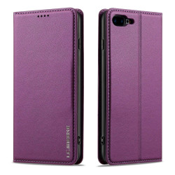 For iPhone SE 2022 LC.IMEEKE L1 Series Frosted Fine Texture PU Phone Case(Purple)