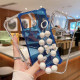 For iPhone 6 / 7 / 8 / SE 2020 TPU + PC + Glitter Sequins Full Coverage Phone Case with Bracelet(Blue)