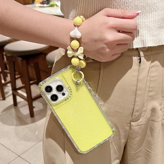 For iPhone 6 / 7 / 8 / SE 2020 TPU + PC + Glitter Sequins Full Coverage Phone Case with Bracelet(Red)