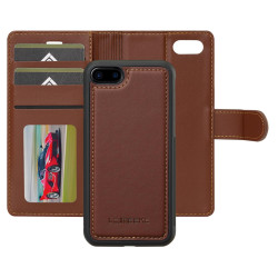 For iPhone 7 / 8 / SE 2020 2022 LC.IMEEKE L2 Series Detachable Magsafe PU Phone Case with Lanyard(Brown)