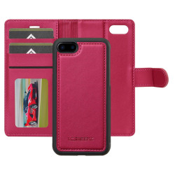 For iPhone 7 / 8 / SE 2020 2022 LC.IMEEKE L2 Series Detachable Magsafe PU Phone Case with Lanyard(Red)