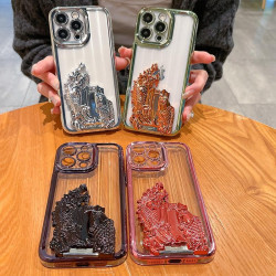 For iPhone 7 / 8 / SE 2020 2022 Electroplated Carp Leaping Dragon Gate Pattern TPU Phone Case(Brown)