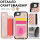 For iPhone 7 / 8 / SE 2020 2022 Double Bckle Card Slot Full Coverage Phone Case with Cross-body Strap(Rose Gold)