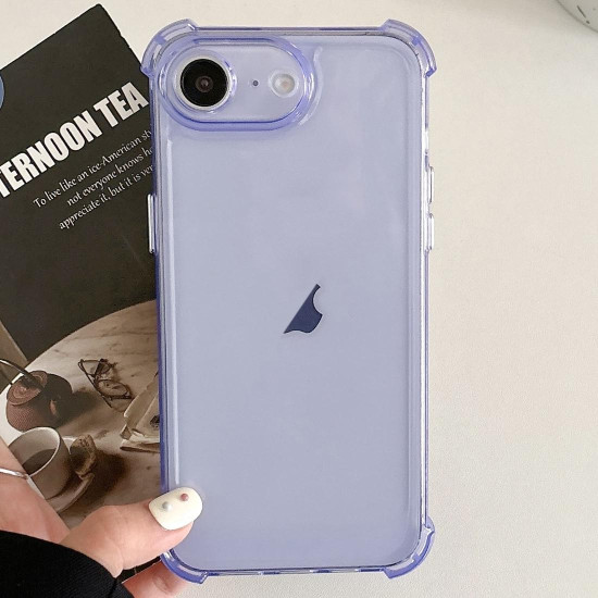 For iPhone SE 2022 / SE 2020 Transparent Four-corner Shockproof TPU Phone Case(Purple)