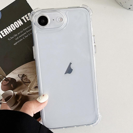 For iPhone SE 2022 / SE 2020 Transparent Four-corner Shockproof TPU Phone Case(White)