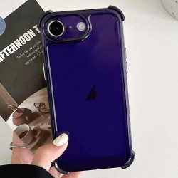 For iPhone SE 2022 / SE 2020 Transparent Four-corner Shockproof TPU Phone Case(Dark Blue)
