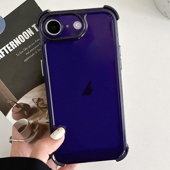 For iPhone SE 2022 / SE 2020 Transparent Four-corner Shockproof TPU Phone Case(Dark Blue)