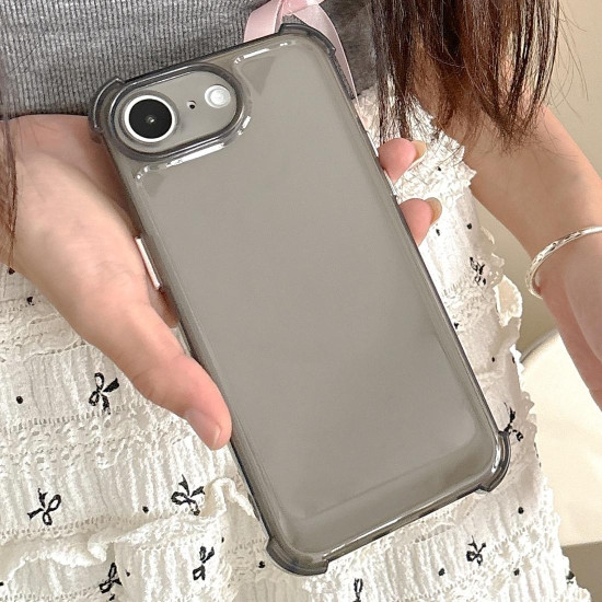 For iPhone SE 2022 / SE 2020 Transparent Four-corner Shockproof TPU Phone Case(Black)