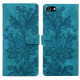 For iPhone 6 / 7 / SE 2022 Lace Floral Embossed Magnetic Buckle PU Phone Case With Wrist Strap(Green)