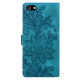 For iPhone 6 / 7 / SE 2022 Lace Floral Embossed Magnetic Buckle PU Phone Case With Wrist Strap(Green)