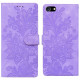 For iPhone 6 / 7 / SE 2022 Lace Floral Embossed Magnetic Buckle PU Phone Case With Wrist Strap(Purple)