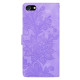 For iPhone 6 / 7 / SE 2022 Lace Floral Embossed Magnetic Buckle PU Phone Case With Wrist Strap(Purple)