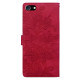 For iPhone 6 / 7 / SE 2022 Lace Floral Embossed Magnetic Buckle PU Phone Case With Wrist Strap(Red)