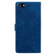 For iPhone 6 / 7 / SE 2022 Lace Floral Embossed Magnetic Buckle PU Phone Case With Wrist Strap(Blue)