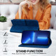 For iPhone 6 / 7 / SE 2022 Lace Floral Embossed Magnetic Buckle PU Phone Case With Wrist Strap(Blue)