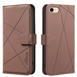 For iPhone 6 / 7 / 8 / SE Geometric Pattern RFID Leather Phone Case(Brown)