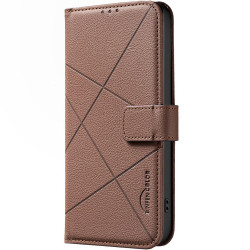 For iPhone 6 / 7 / 8 / SE Geometric Pattern RFID Leather Phone Case(Brown)