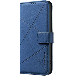 For iPhone 6 / 7 / 8 / SE Geometric Pattern RFID Leather Phone Case(Blue)