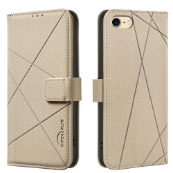 For iPhone 6 / 7 / 8 / SE Geometric Pattern RFID Leather Phone Case(Beige)