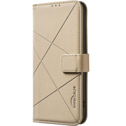 For iPhone 6 / 7 / 8 / SE Geometric Pattern RFID Leather Phone Case(Beige)