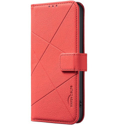 For iPhone 6 / 7 / 8 / SE Geometric Pattern RFID Leather Phone Case(Red)