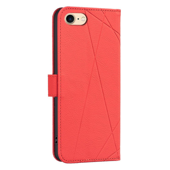 For iPhone 6 / 7 / 8 / SE Geometric Pattern RFID Leather Phone Case(Red)