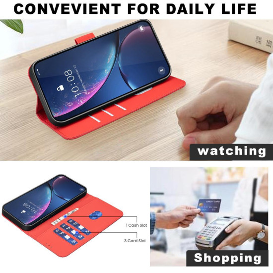 For iPhone 6 / 7 / 8 / SE Geometric Pattern RFID Leather Phone Case(Red)