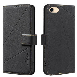 For iPhone 6 / 7 / 8 / SE Geometric Pattern RFID Leather Phone Case(Black)