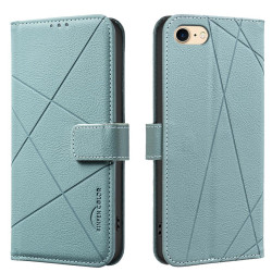 For iPhone 6 / 7 / 8 / SE Geometric Pattern RFID Leather Phone Case(Green)
