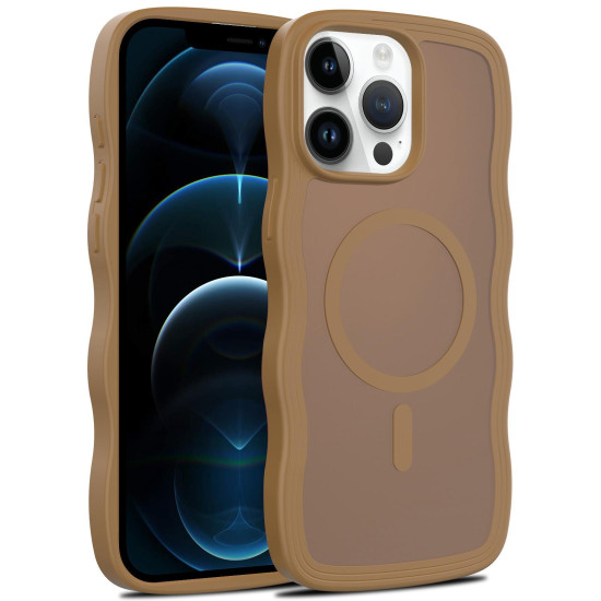 For iPhone 12 Pro Skin Feel Wave Texture MagSafe Phone Case(Brown)