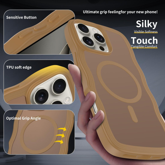 For iPhone 12 Pro Skin Feel Wave Texture MagSafe Phone Case(Brown)