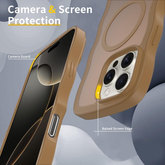 For iPhone 12 Pro Skin Feel Wave Texture MagSafe Phone Case(Brown)
