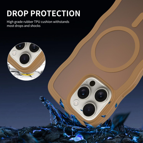 For iPhone 12 Pro Skin Feel Wave Texture MagSafe Phone Case(Brown)