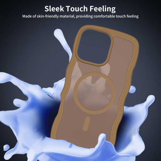 For iPhone 12 Pro Skin Feel Wave Texture MagSafe Phone Case(Brown)