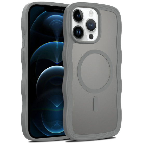 For iPhone 12 Pro Skin Feel Wave Texture MagSafe Phone Case(Grey)
