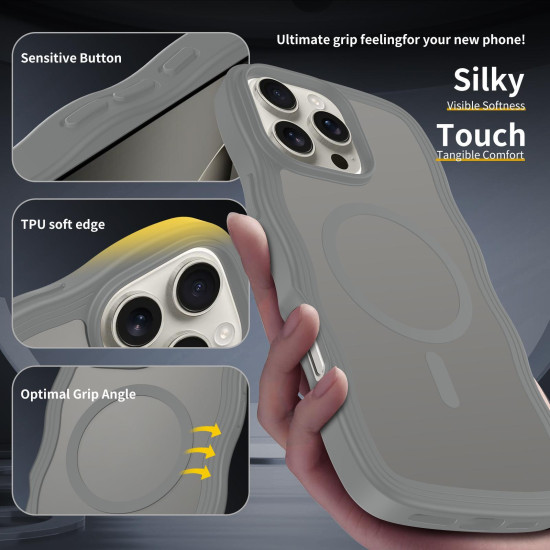 For iPhone 12 Pro Skin Feel Wave Texture MagSafe Phone Case(Grey)