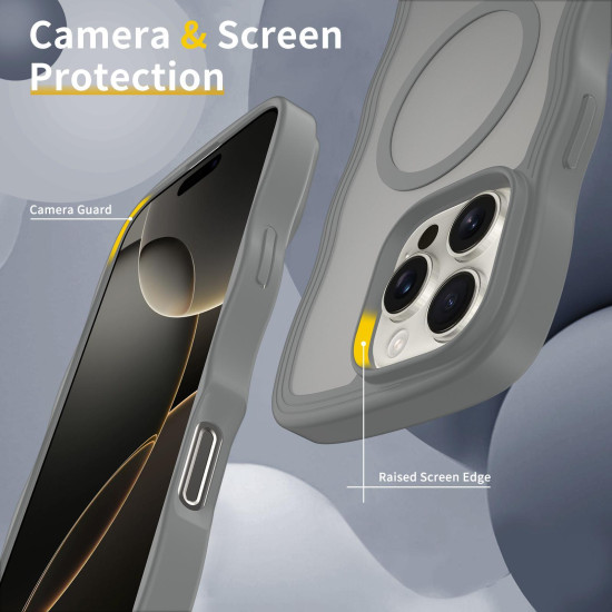 For iPhone 12 Pro Skin Feel Wave Texture MagSafe Phone Case(Grey)