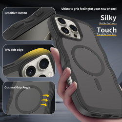 For iPhone 12 Pro Skin Feel Wave Texture MagSafe Phone Case(Black)