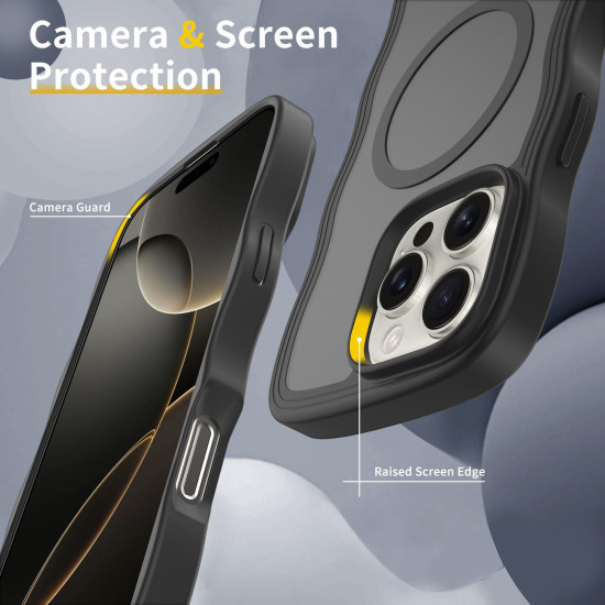 For iPhone 12 Pro Skin Feel Wave Texture MagSafe Phone Case(Black)