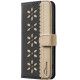 For iPhone 6 / 7 / 8 Splicing Color Hollow Flower Pattern RFID Leather Phone Case(Black)