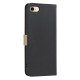 For iPhone 6 / 7 / 8 Splicing Color Hollow Flower Pattern RFID Leather Phone Case(Black)
