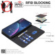 For iPhone 6 / 7 / 8 Splicing Color Hollow Flower Pattern RFID Leather Phone Case(Black)