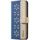 For iPhone 6 / 7 / 8 Splicing Color Hollow Flower Pattern RFID Leather Phone Case(Dark Blue)