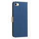 For iPhone 6 / 7 / 8 Splicing Color Hollow Flower Pattern RFID Leather Phone Case(Dark Blue)