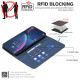 For iPhone 6 / 7 / 8 Splicing Color Hollow Flower Pattern RFID Leather Phone Case(Dark Blue)