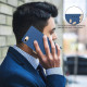 For iPhone 6 / 7 / 8 Splicing Color Hollow Flower Pattern RFID Leather Phone Case(Dark Blue)