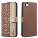 For iPhone 6 / 7 / 8 Splicing Color Hollow Flower Pattern RFID Leather Phone Case(Brown)
