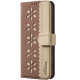 For iPhone 6 / 7 / 8 Splicing Color Hollow Flower Pattern RFID Leather Phone Case(Brown)