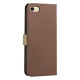 For iPhone 6 / 7 / 8 Splicing Color Hollow Flower Pattern RFID Leather Phone Case(Brown)