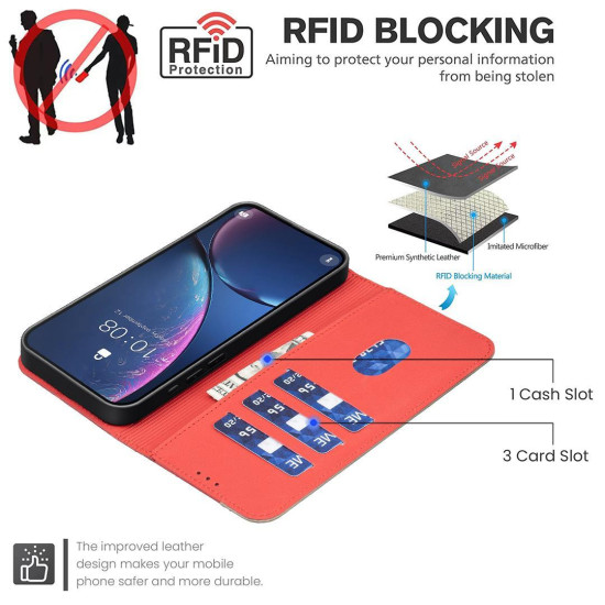 For iPhone 6 / 7 / 8 Splicing Color Hollow Flower Pattern RFID Leather Phone Case(Red)